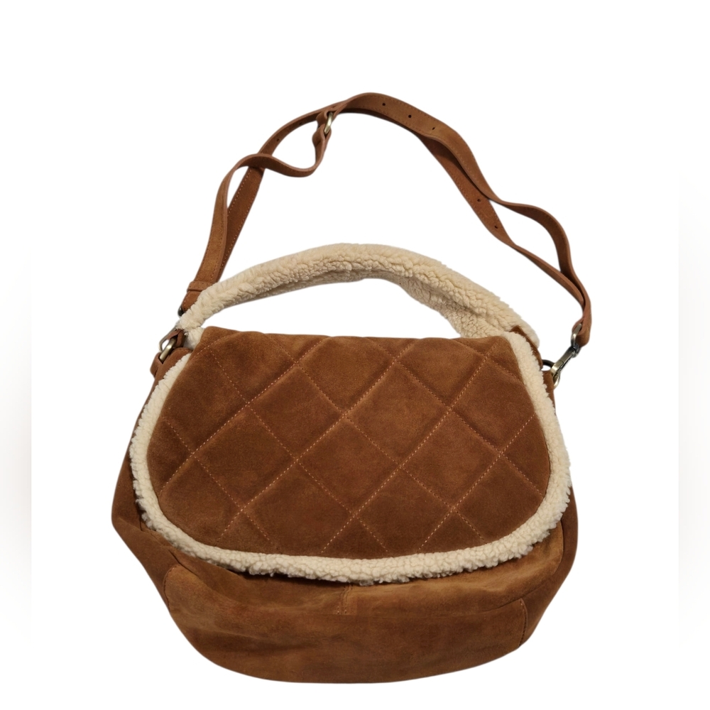 Sundance Suede Quilted Brown Shoulder Bag